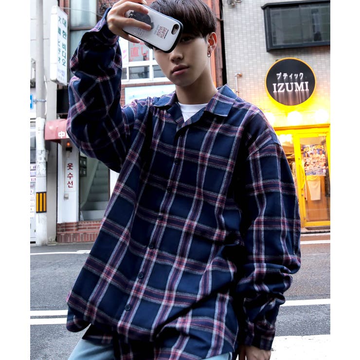 メンズ チェック柄シャツ ストリート 韓国 シャツ メンズ チェック柄 韓国 韓国風 チェック柄 シャツ