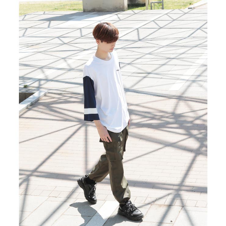 韓国 Tシャツ メンズ 服◇G.O.C(ジーオーシー)FILA 七分袖T