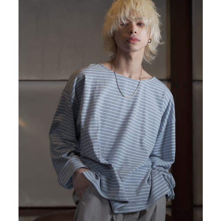 メンズボーダー長袖TシャツオーバーサイズロングT 楽天市場】太ボーダー ロンT メンズ 長袖Tシャツ◇天竺先染め太
