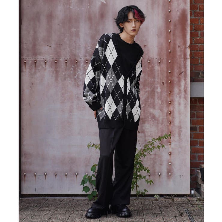 韓国 メンズ◇ビッグシルエットマルチジャガードカーディガン◇[品番