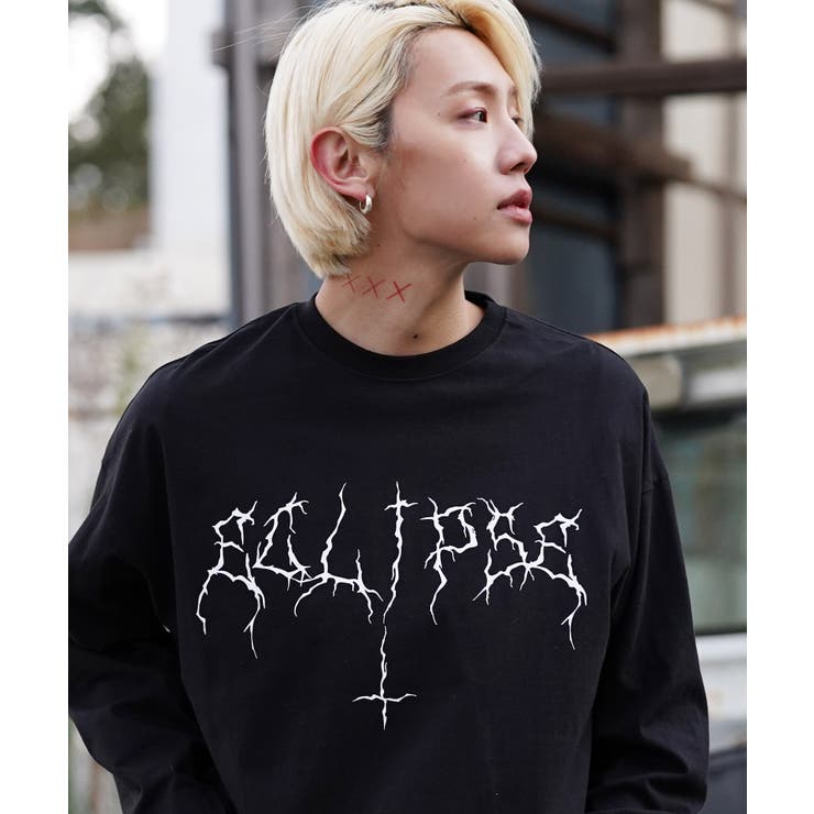 韓国 メンズ ロンT◇ビッグシルエットグラフィックプリントロンT