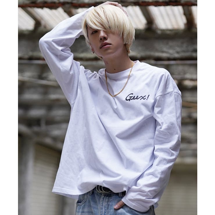 韓国 メンズ ロンT◇ビッグシルエットグラフィックプリントロンT