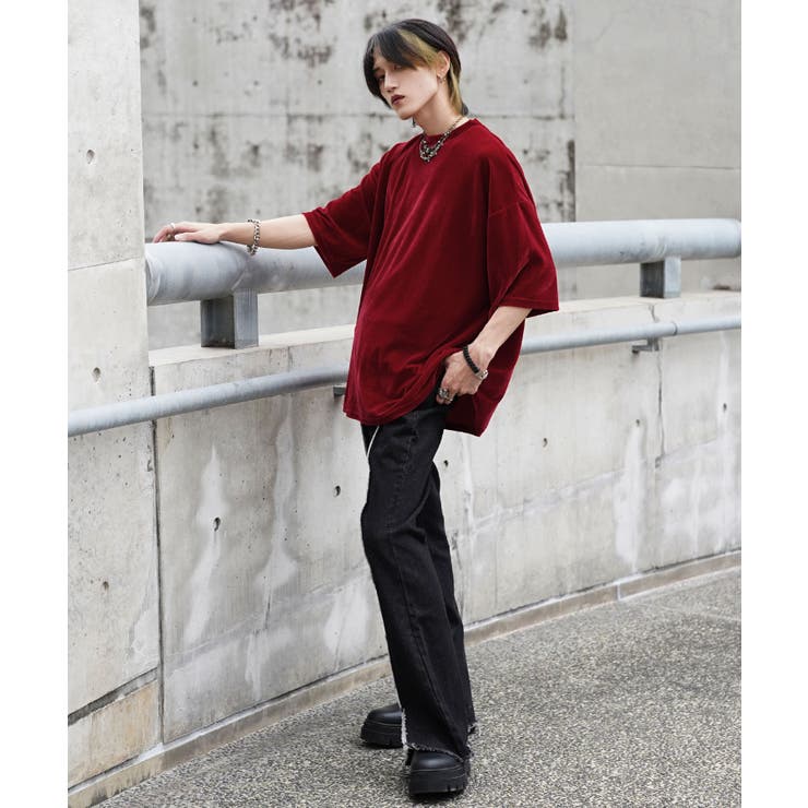 韓国 Tシャツ メンズ◇GOCオーバーサイズサマーベロアTEE◇[品番