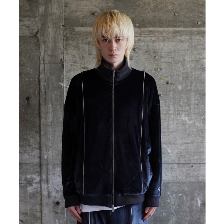 韓国 メンズ◇ベロアパイピングルーズトラックジャケット◇[品番