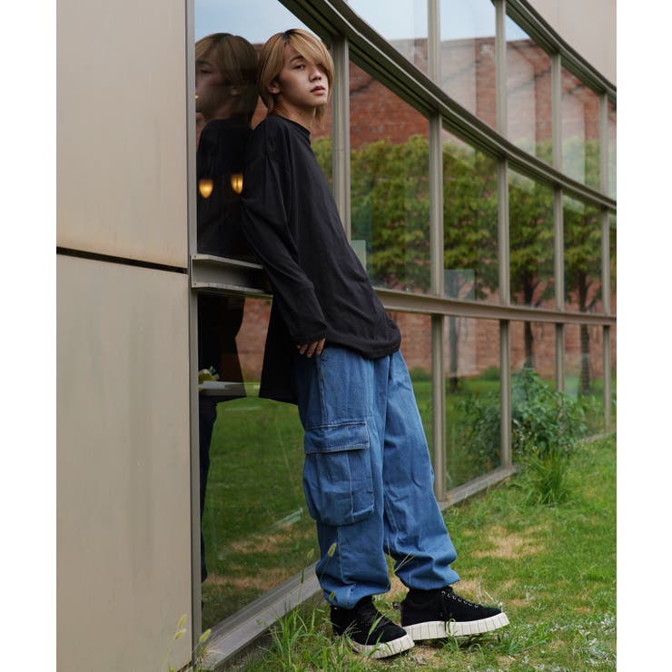 G.O.Cサスペンダー 付き ルーズ デニム カーゴ パンツ ブラック M G.O.Cサスペンダー 付き ルーズ デニム カーゴ パンツ ブラック M