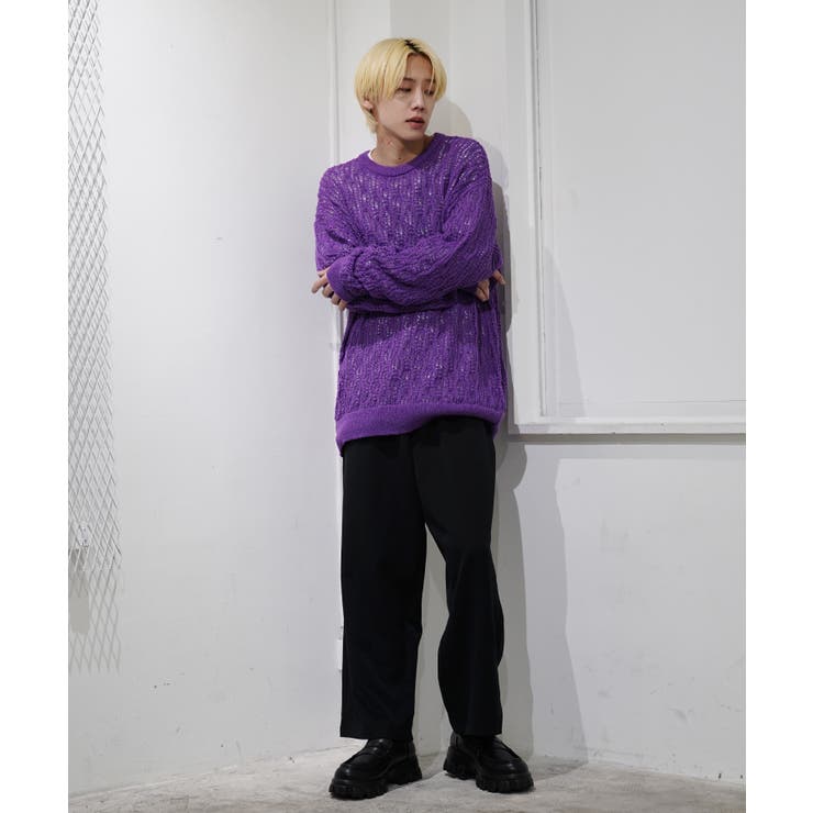 韓国 メンズ◇レース編みルーズプルオーバーニット◇[品番 