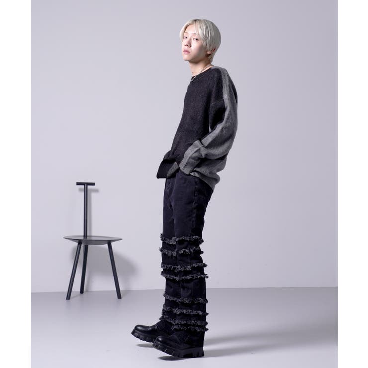 ジップスリット フレア デニム ストリート メンズ 韓国 hr6512 フレアパンツ | 韓国メンズファッション通販サイトMODEFREAK