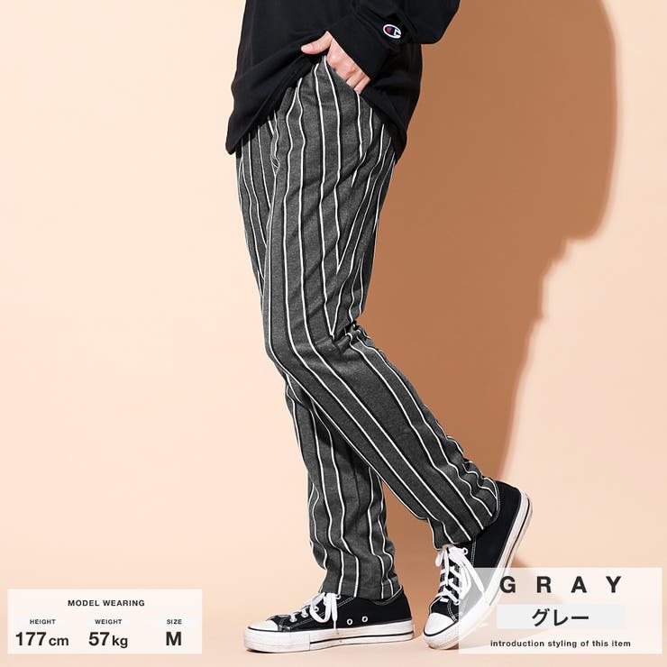 テーパードパンツ メンズ ストライプパンツ[品番：JG000011387