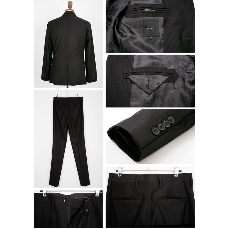 ◇roshell 2Bノッチドシャドーストライプスーツ◇上下セット セットアップ[品番：JG000006360]｜JIGGYS  SHOP（ジギーズショップ）のメンズファッション通販｜SHOPLIST（ショップリスト）