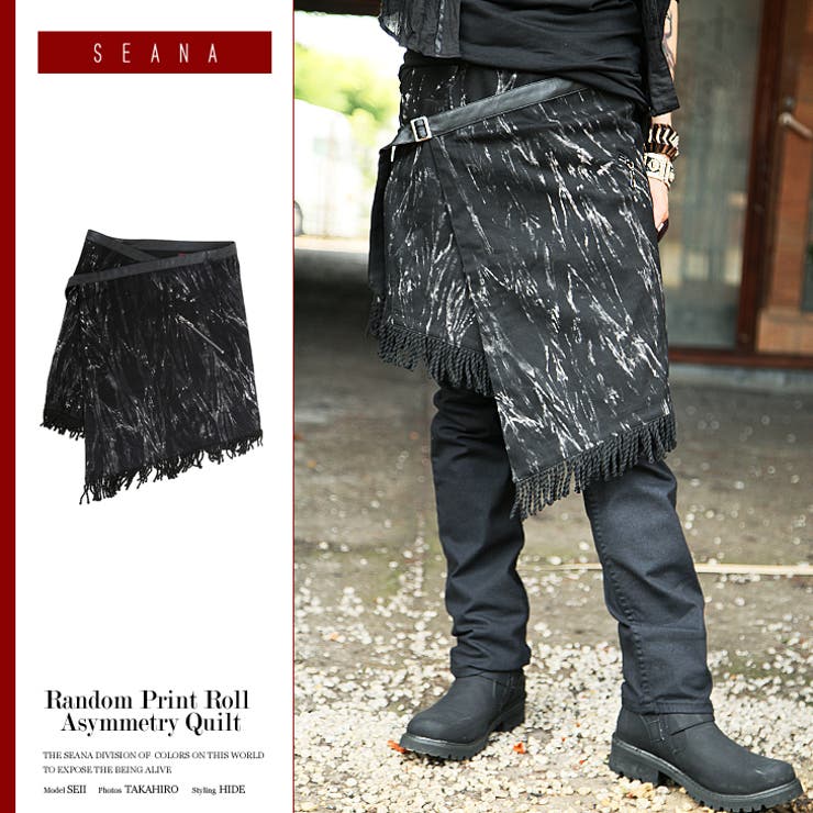 ◆SEANA ランダムプリントロールアシメキルト◆ヴィジュアル系 お兄系 | JIGGYS SHOP | 詳細画像1 