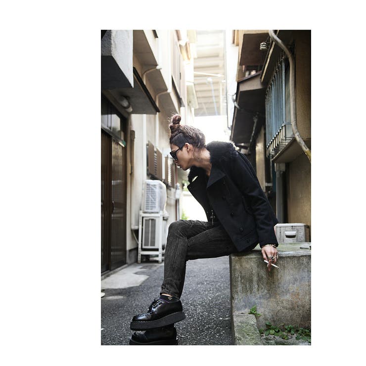 ◇SEANA スタッズダメージサイドジップスキニーパンツ