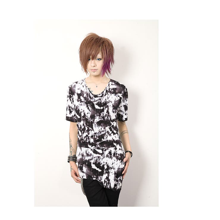 ◇SEANA(シーナ) ドレープムラプリントロングアシメTシャツ◇Tシャツ 