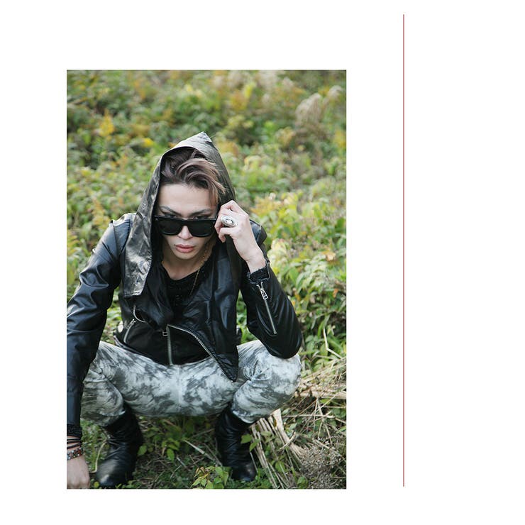 ◇SEANA ワイドフードクリンクル ライダースジャケット◇ライダース