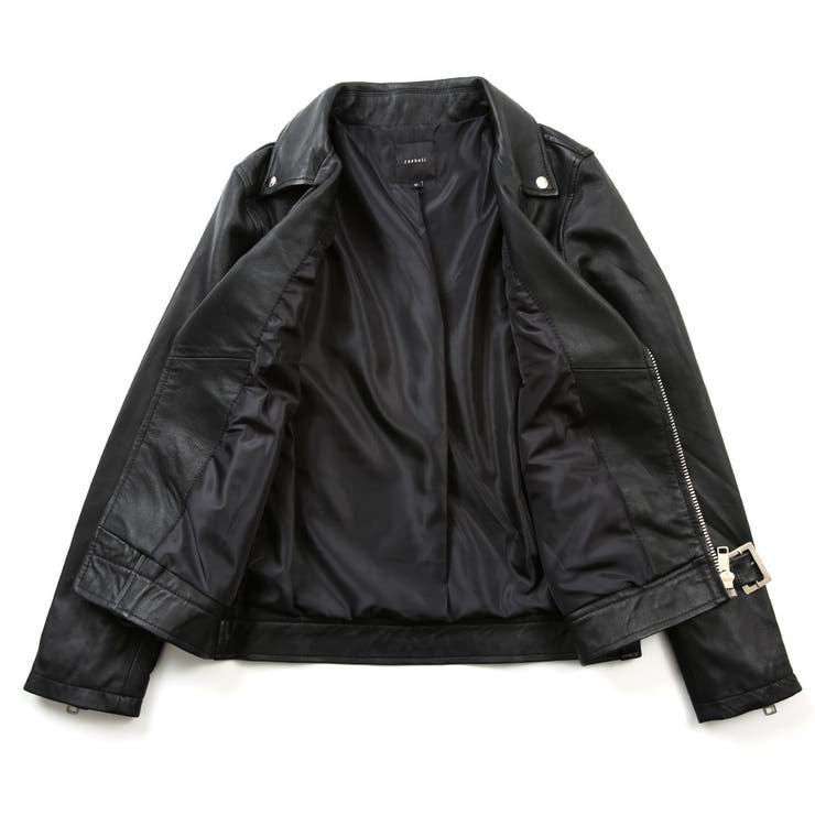 XL ROSHELL ラムレザー ライダース キルティング ブラック ◇roshell(ロシェル)ラムレザーWライダース◇[品番：JG000009177