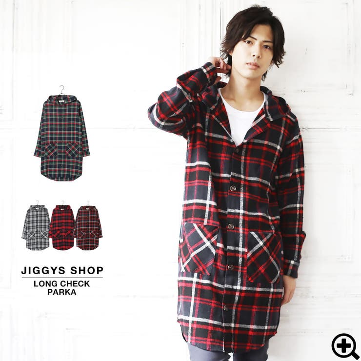 ◇ロングチェックパーカー◇[品番：JG000009784]｜JIGGYS  SHOP（ジギーズショップ）のメンズファッション通販｜SHOPLIST（ショップリスト）