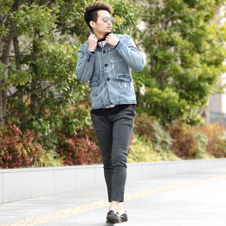 ◇roshell(ロシェル)ストレッチデニムイタリアンカラージャケット