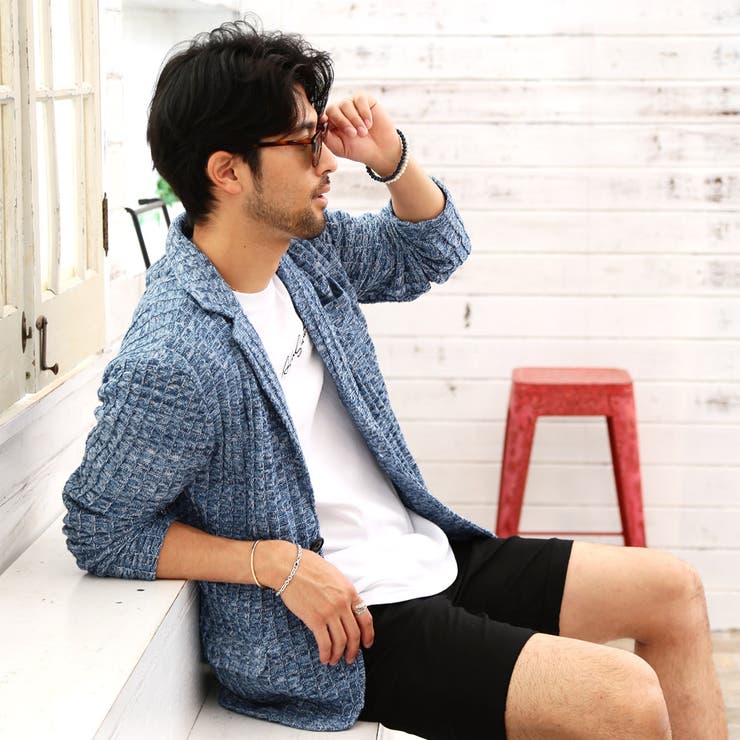 ◇コットンワッフルニットジャケット◇[品番：JG000011131]｜JIGGYS