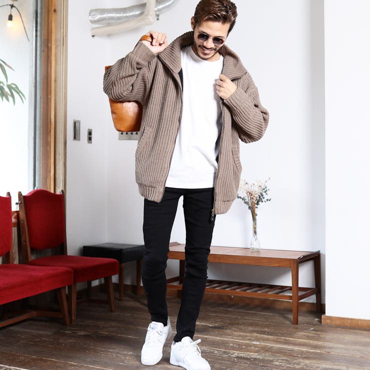 ボアジャケット 定番◇3G裏ボア畦ルーズサイズフルジップニット