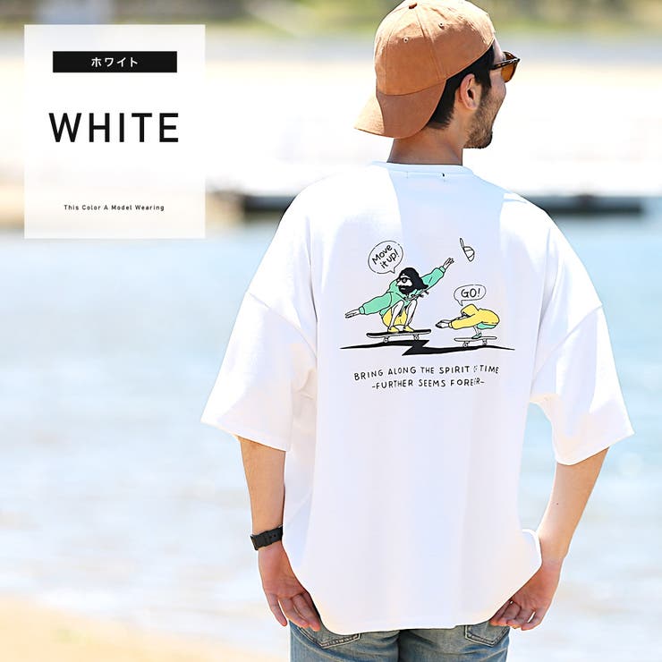 定番 韓国 服◇オーバーサイズスケーターバックプリントTシャツ
