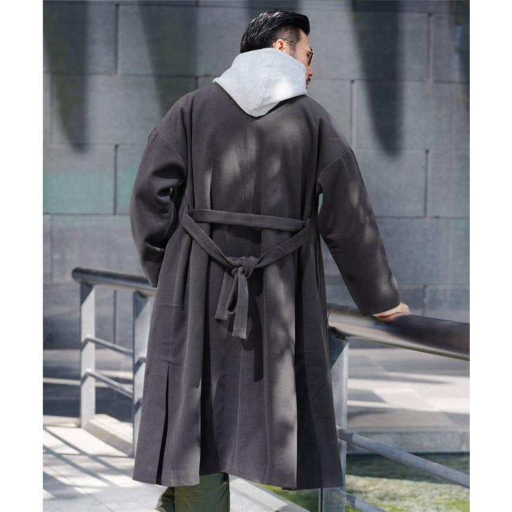 ◆ノーカラー ロングコート◆コート メンズコート