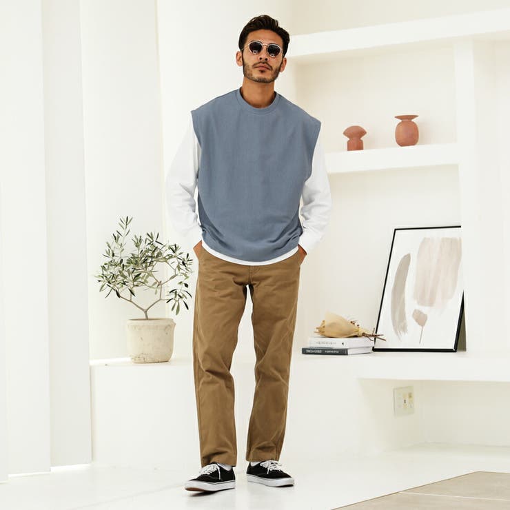 ◇リップルベスト×ロンTアンサンブル◇ロンT ニットベスト