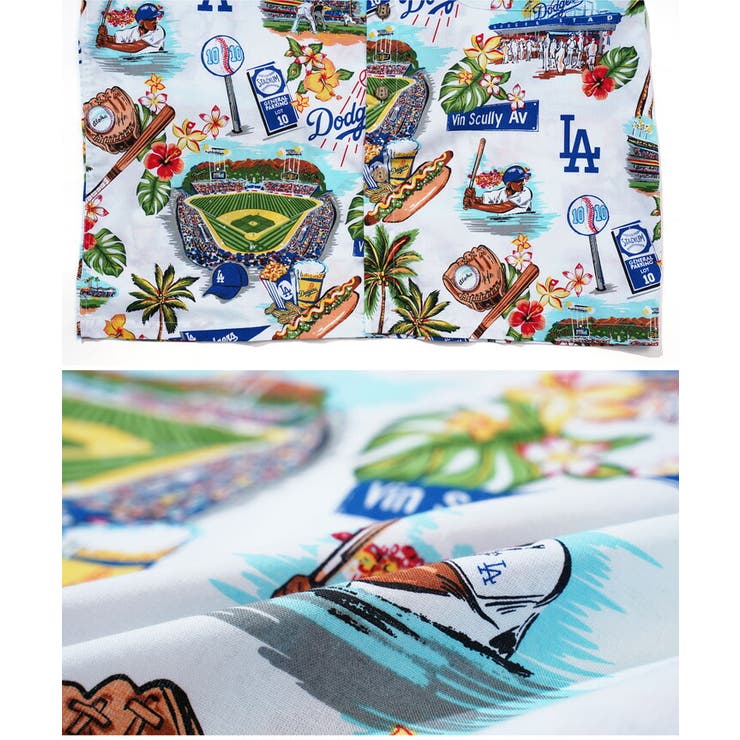 ◇MLB 総柄プリントシャツ◇アロハシャツ 半袖シャツ[品番