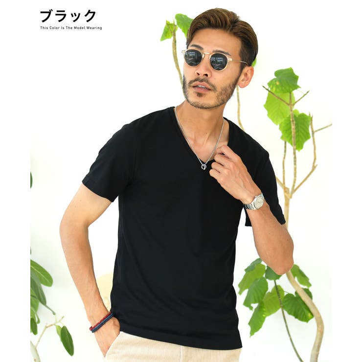 Tシャツ メンズ 夏服 韓国◇天竺Vネック半袖Tシャツ◇[品番
