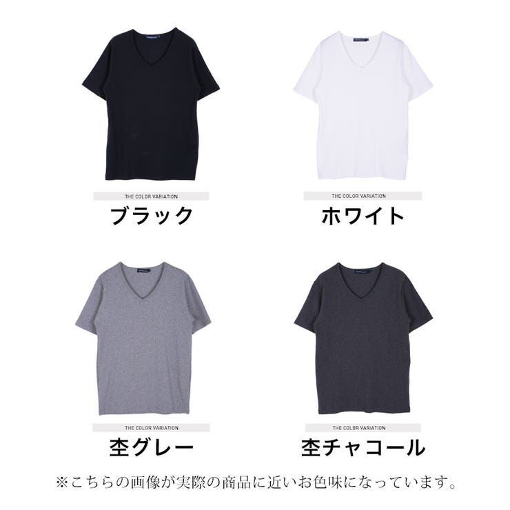Tシャツ メンズ 夏服 ストリート系◇スパンフライスVネック半袖Tシャツ