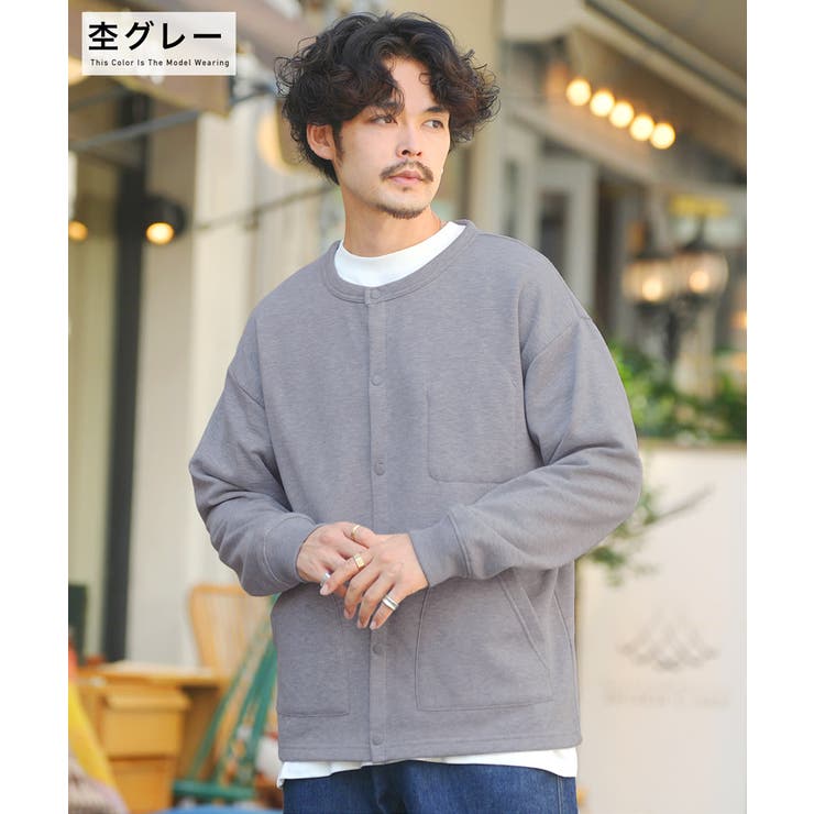 ◇裏起毛スナップボタンクルーカーディガン◇[品番：JG000013558
