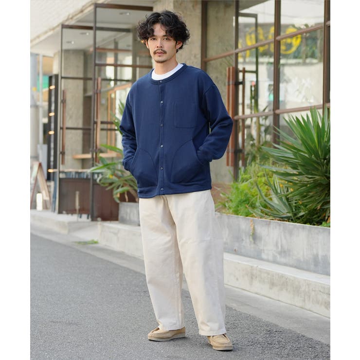 ◇裏起毛スナップボタンクルーカーディガン◇[品番：JG000013558