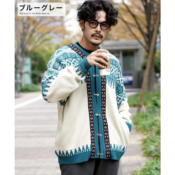 ◆ノルディックジャガードクルーネックカーディガン◆