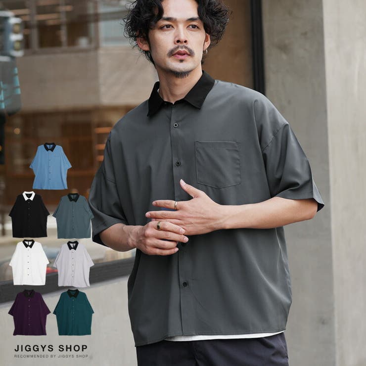 ◇ポリストレッチクレリックシャツ 半袖◇[品番：JG000013901]｜JIGGYS