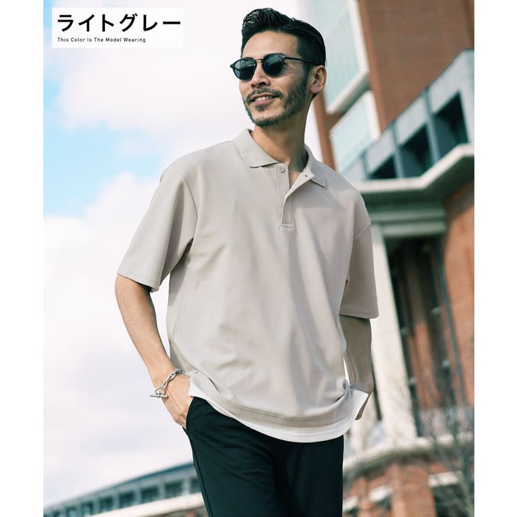 ◇梨地ツイル フェイクレイヤードポロシャツ◇[品番：JG000013799
