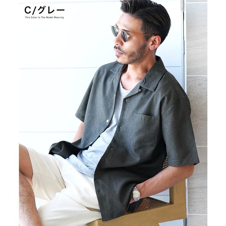 ◆とろみ オープンカラー半袖シャツ◆