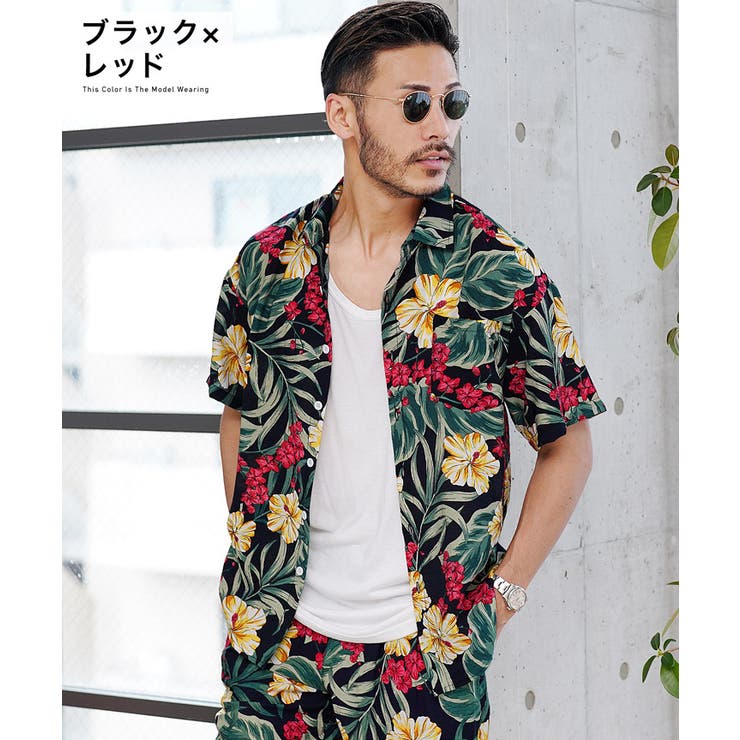 【セットアップ】D＆G アロハシャツxパンツ シルク100％ 貝殻 ◇アロハプリントシャツパンツセットアップ◇[品番：JG000013891