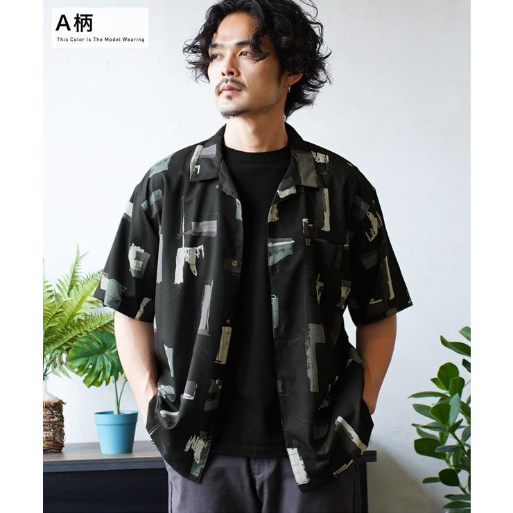 ◇幾何学プリント半袖開襟シャツ◇[品番：JG000013936]｜JIGGYS SHOP