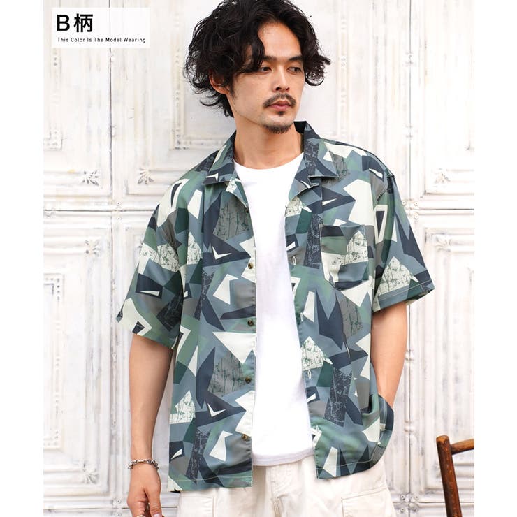 ◇幾何学プリント半袖開襟シャツ◇[品番：JG000013936]｜JIGGYS SHOP