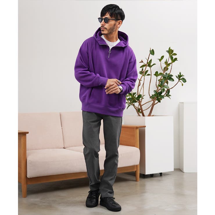 ◇綿タッチ裏起毛ハーフZIPパーカー◇裏起毛 あったか ハーフジップ