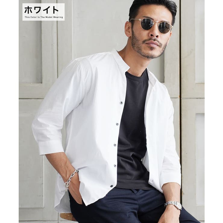 ◇国産スキッパーバンドカラーシャツ◇[品番：JG000013943]｜JIGGYS