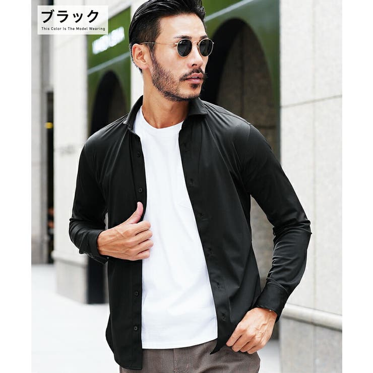 ◇ハイパーストレッチ ホリゾンタルカラー シャツ◇伸縮性[品番