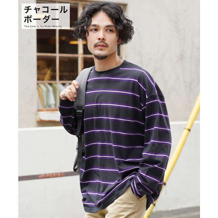 ◇天竺先染めボーダーBIGロンT◇ロンT メンズ Tシャツ[品番