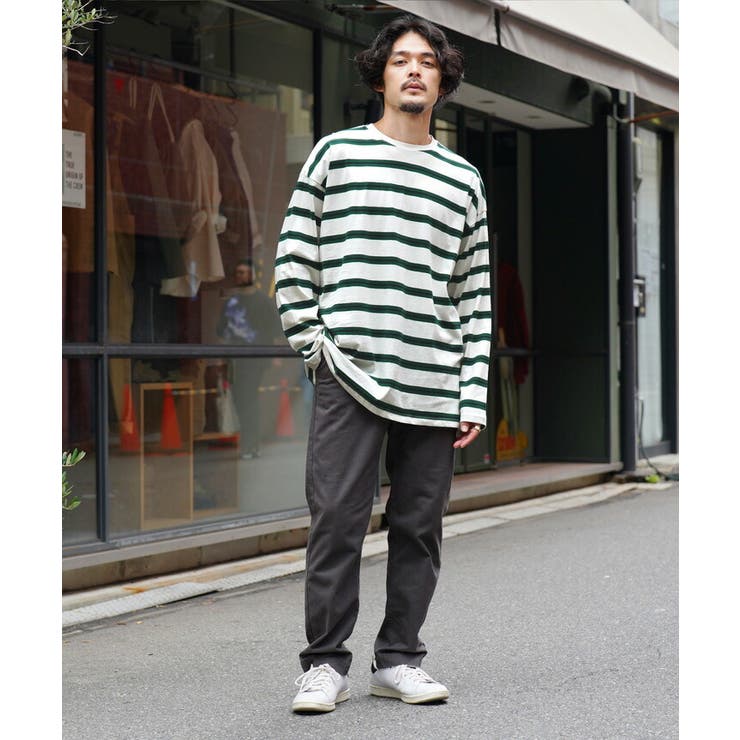 ◇天竺先染めボーダーBIGロンT◇ロンT メンズ Tシャツ[品番