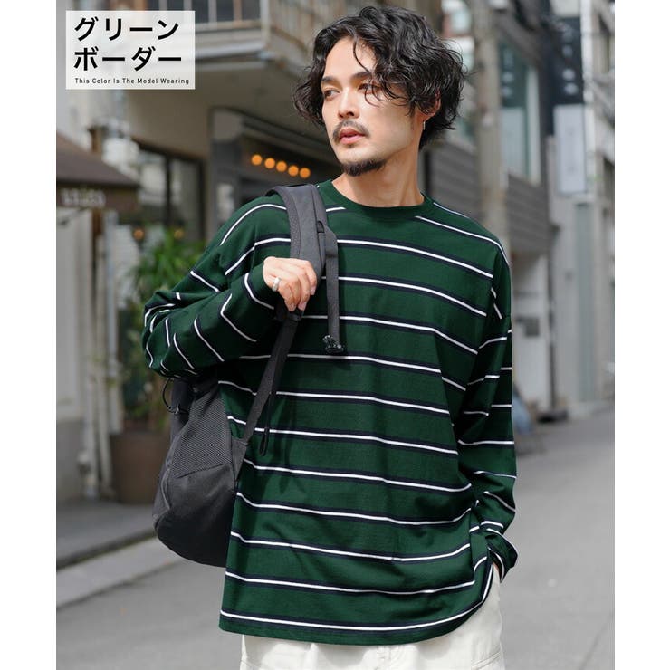 ◇天竺先染めボーダーBIGロンT◇ロンT メンズ Tシャツ[品番