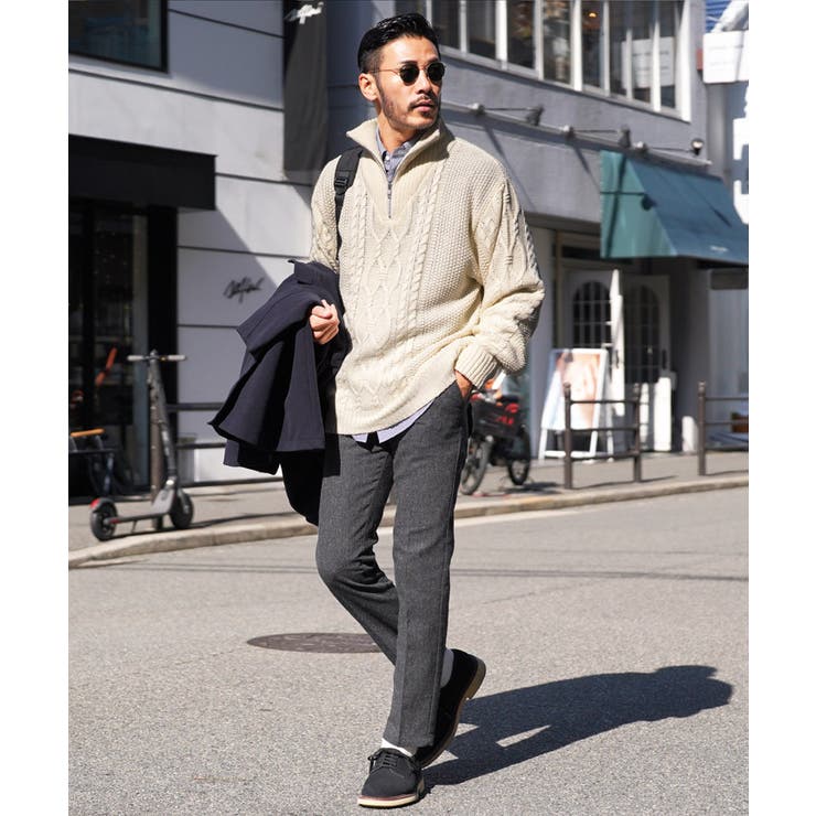 ◇フィッシャーマン ケーブルスタンドハーフZIPニット◇ケーブル編み