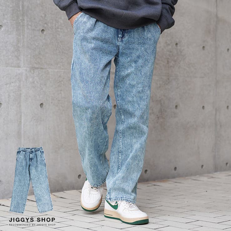 ワイドデニムパンツ メンズ ボトムス ロング 刺繍 個性的 デザイン