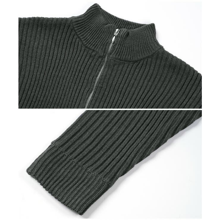 ◇リブ編み ハーフジップニット◇ ハーフジップ[品番