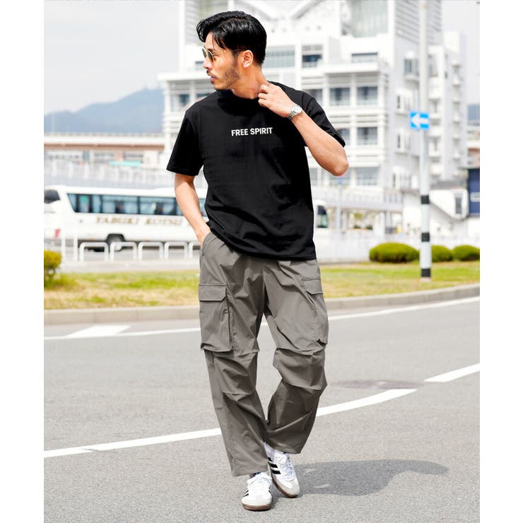 カーゴパンツ ナチュラルストレッチ ワイド カーゴパンツ メンズ