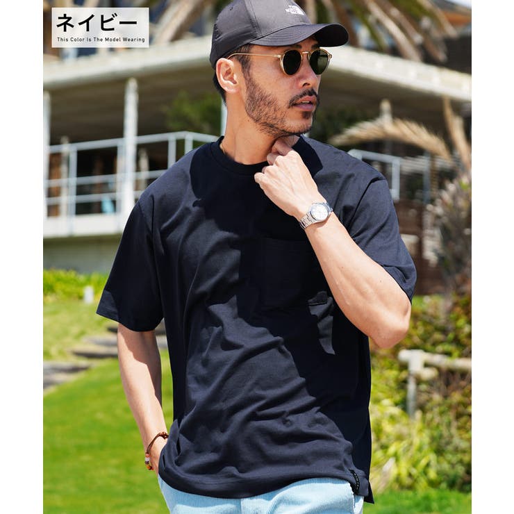 ◇クルーネック ポケ付き 無地Tシャツ◇ポケット付き[品番