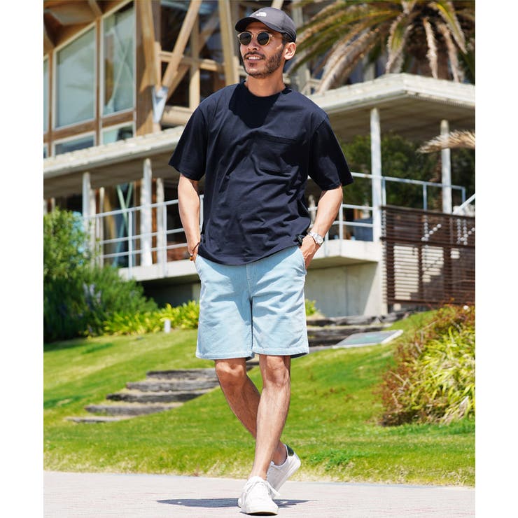ラウンド  ◇クルーネック ポケ付き 無地Tシャツ◇ポケット付き[品番 トップス