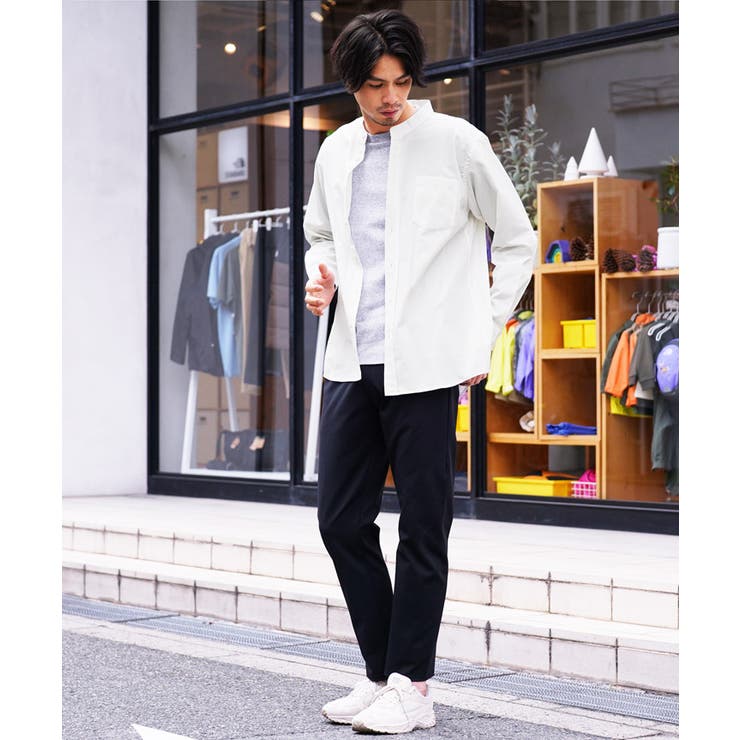 ◇バンドカラー オックスフォードシャツ◇長袖シャツ メンズ[品番